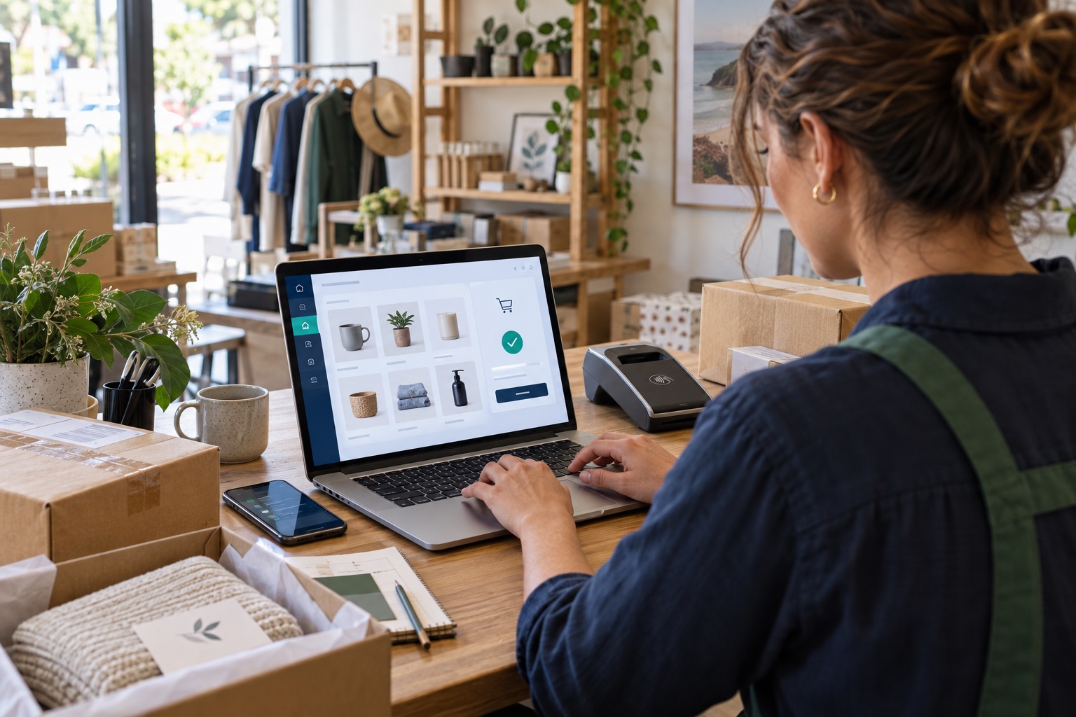 A small retailer managing online orders and digital payments