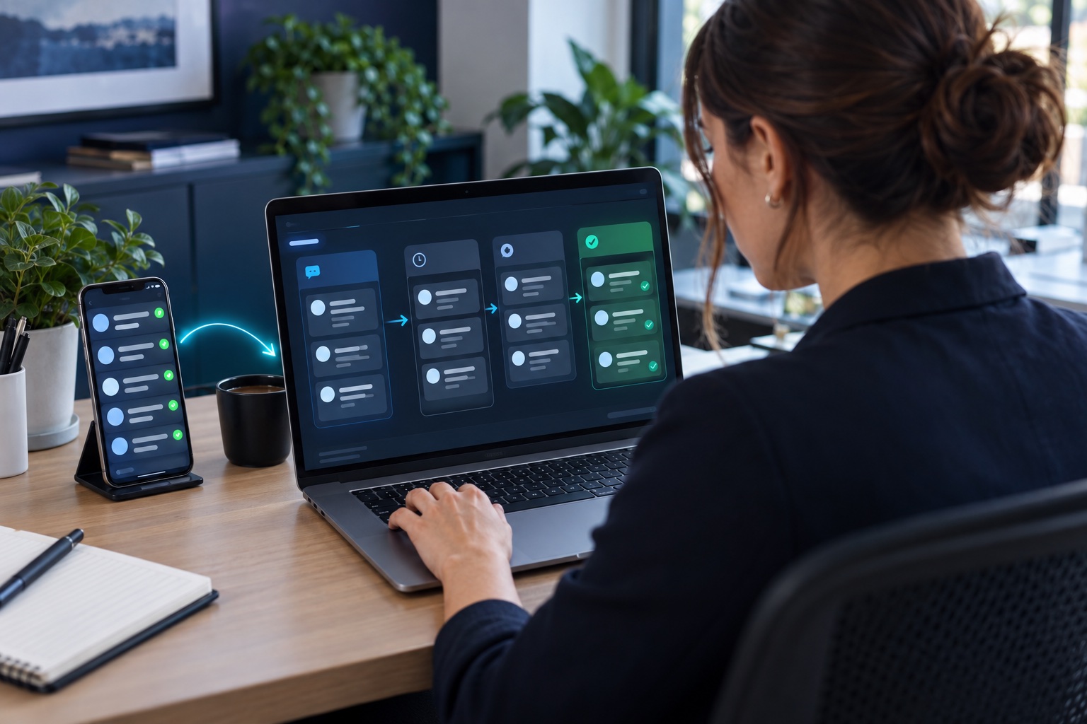 A customer enquiry moving through an organised digital workflow